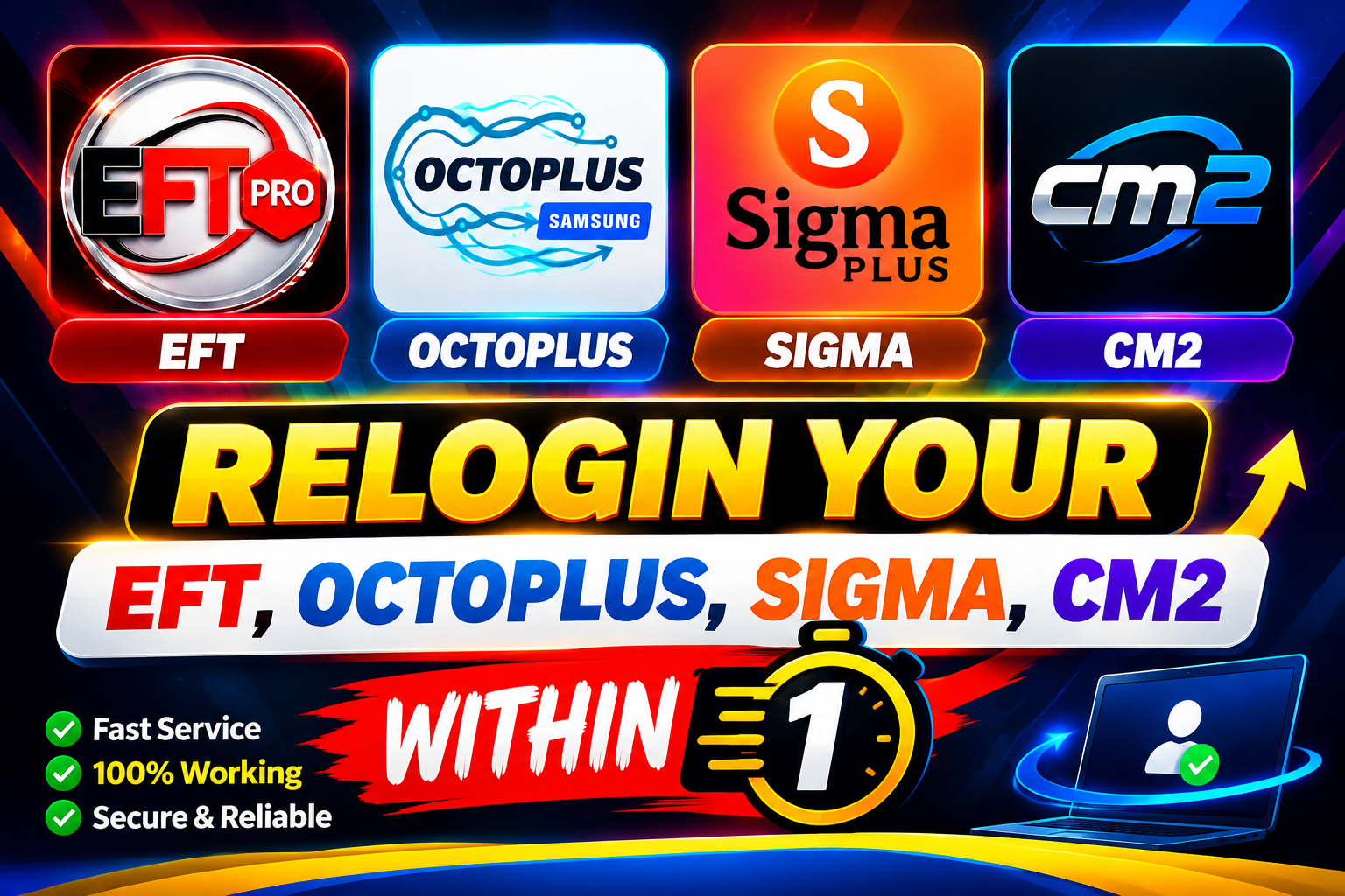 Relogin Your EFT, OCTOPLUS, SIGMA, CM2 Within 1 Hour After Ordering